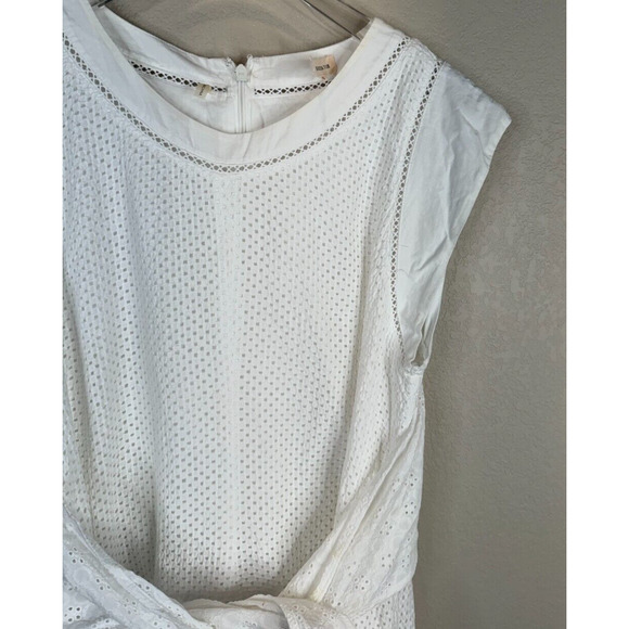 Rebecca Taylor Women's Netted‎ Eyelet Tie-Waist Cap Sleeve Dress Size 4 - Picture 6 of 13